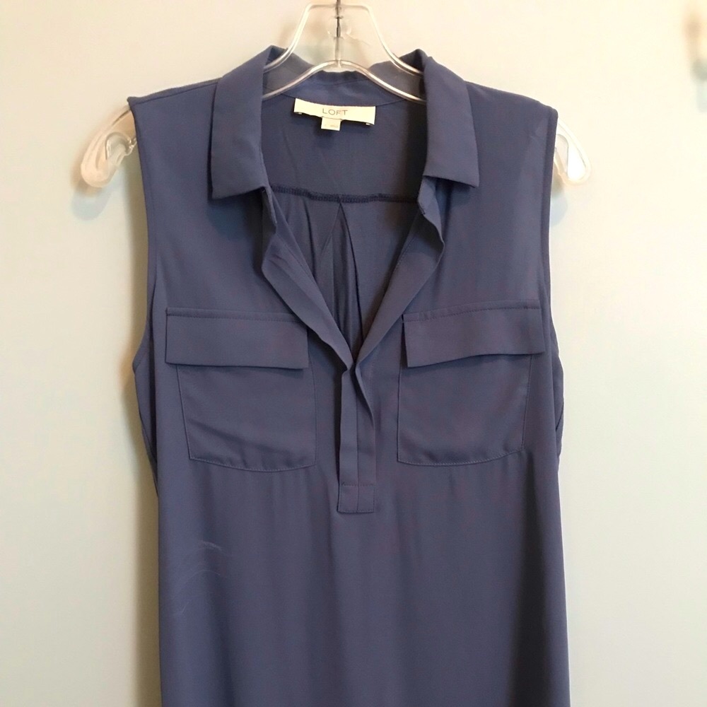 LOFT Blue sleeveless top Size Small
